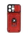 Bizon Case Camshield Kártyahely Gyűrű Apple iPhone 14 Pro Max piros