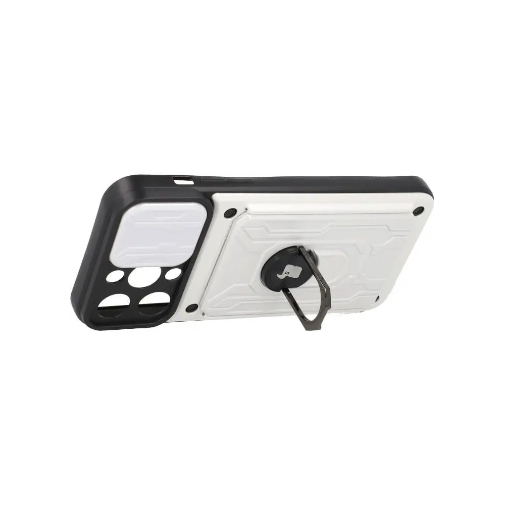Etui Bizon Case Camshield Card Slot Ring do Apple iPhone 14 Pro Max białe