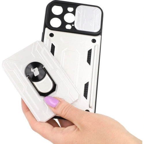 Kup Bizon Case Camshield Kartensteckplatz Ring Apple iPhone 14 Pro Max weiß - BIZ265 - {ean13} - Sklep Home Screen