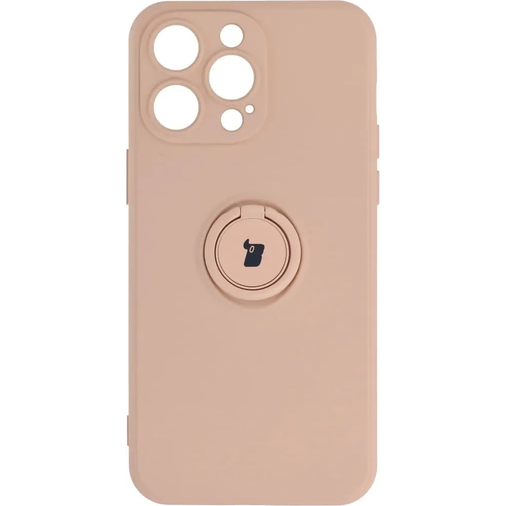 Etui Bizon Case Silicone Ring Sq do Apple iPhone 14 Pro Max jasnoróżowe