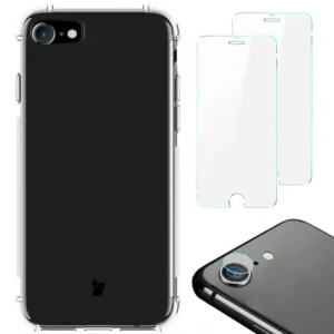 Buy Bizon Case Clear Pack case + 2x screen glass + lens glass Apple iPhone SE 2022/2020 8/7 clear - BIZ276 - {ean13} - Home Screen Store Europe
