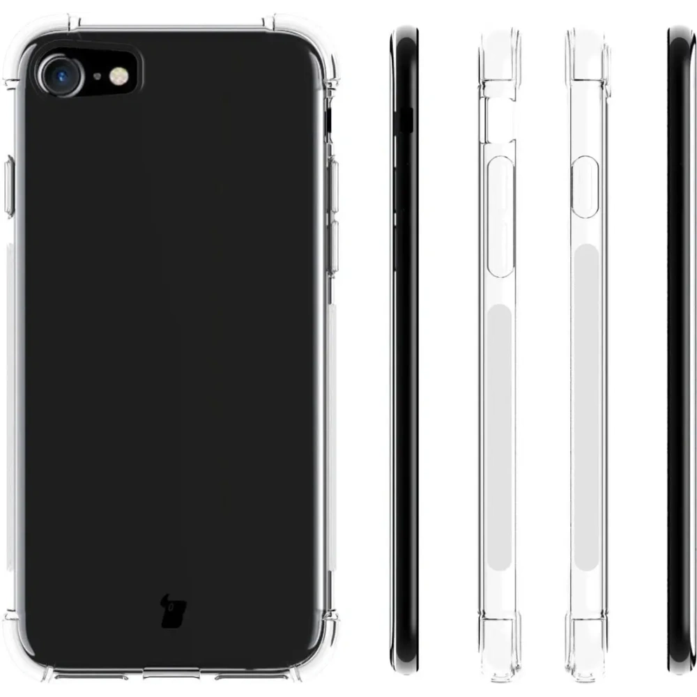 Etui + 2x szkło na ekran + obiektyw Bizon Case Clear Pack do Apple iPhone SE 2022/2020 8/7 przezroczyste