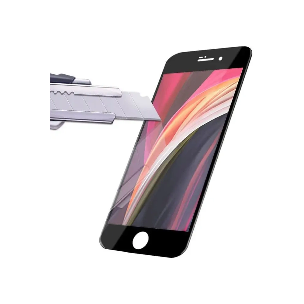 Szkło hartowane Bizon Glass Edge - [2 PACK] + ochrona na obiektyw Apple iPhone SE 2022/2020 8/7 czarne