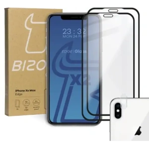 Kup Bizon Glass Edge CF edzett üveg - [2 PACK] + lencsevédő Apple iPhone Xs Max fekete - BIZ291 - {ean13} - Sklep Home Screen