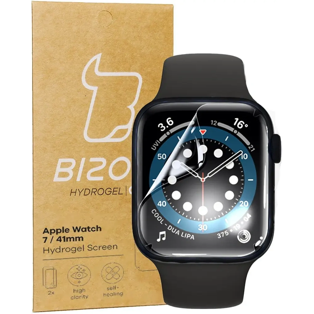 Folia hydrożelowa na ekran Bizon Glass Hydrogel Apple Watch 8/7 41mm [2 PACK]