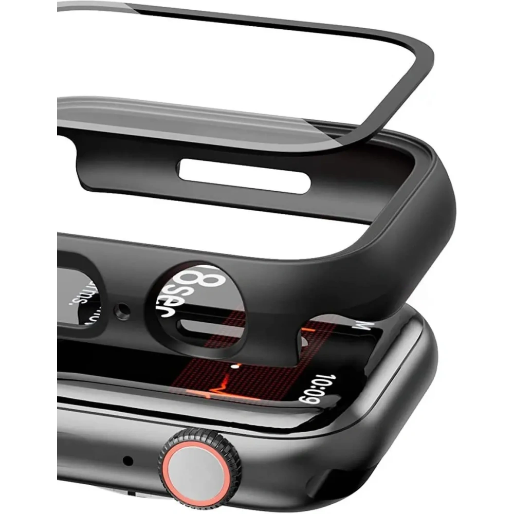 Etui ze szkłem Bizon Case Case + Glass Set Apple Watch 8/7 41mm czarne