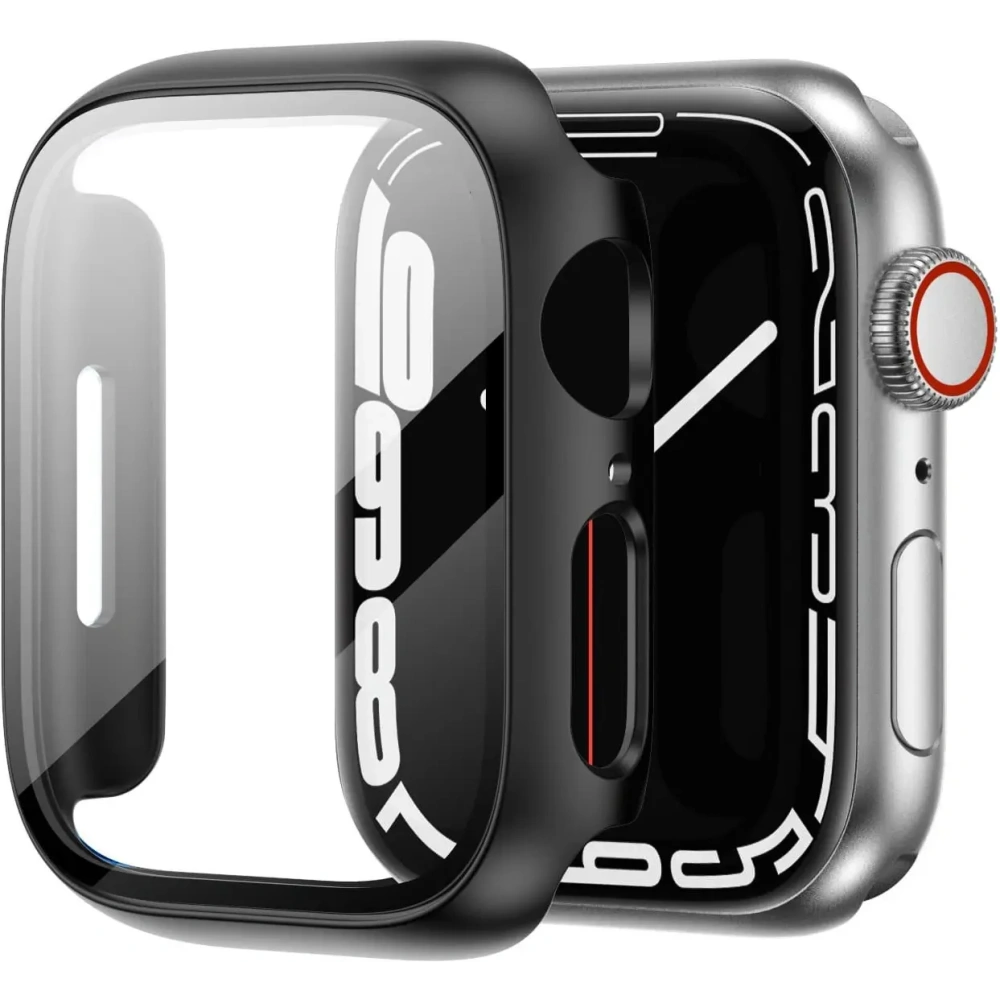 Etui ze szkłem Bizon Case Case + Glass Set Apple Watch 8/7 41mm czarne