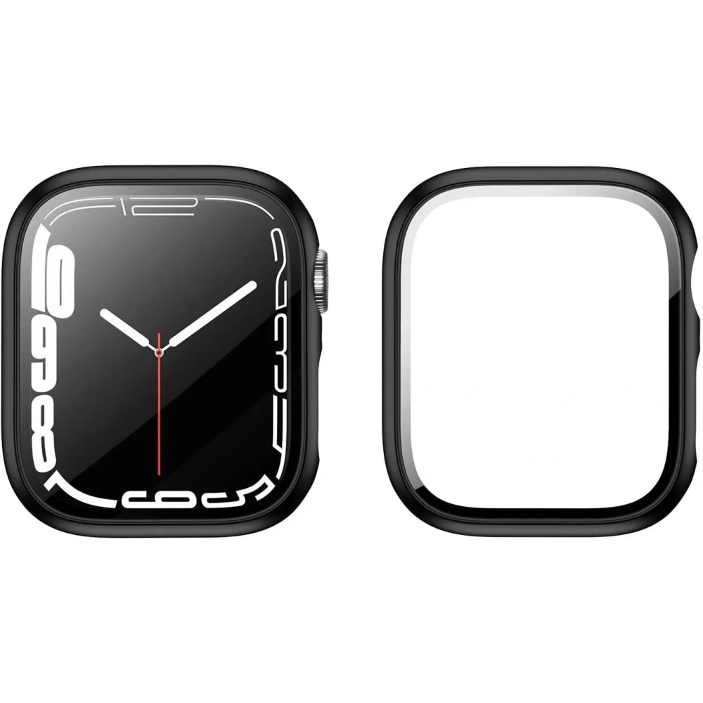 Etui ze szkłem Bizon Case Case + Glass Set Apple Watch 8/7 41mm czarne