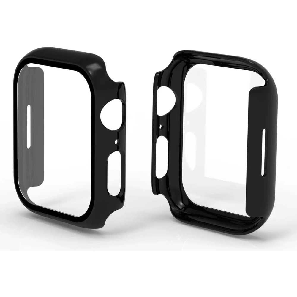 Etui ze szkłem Bizon Case Case + Glass Set Apple Watch 8/7 41mm czarne