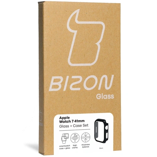 Kup Bizon Case Case + Glass Set Apple Watch 8/7 41mm schwarz - BIZ293 - {ean13} - Sklep Home Screen