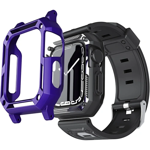 Kup Etui z paskiem Bizon Strap + Case Watch Armor do Apple Watch 40 / 41mm fioletowe - BIZ295 - {ean13} - Sklep Home Screen