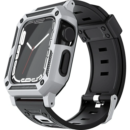 Kup Etui z paskiem Bizon Strap + Case Watch Armor do Apple Watch 40 / 41mm srebrne - BIZ296 - {ean13} - Sklep Home Screen