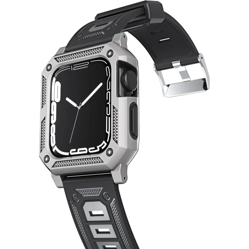 Kup Etui z paskiem Bizon Strap + Case Watch Armor do Apple Watch 40 / 41mm stříbrné - BIZ296 - {ean13} - Sklep Home Screen