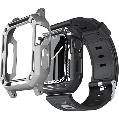 Kup Etui z paskiem Bizon Strap + Case Watch Armor do Apple Watch 40 / 41mm srebrne - BIZ296 - {ean13} - Sklep Home Screen