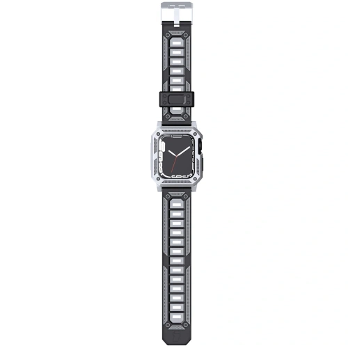 Kup Etui z paskiem Bizon Strap + Case Watch Armor do Apple Watch 40 / 41mm srebrne - BIZ296 - {ean13} - Sklep Home Screen