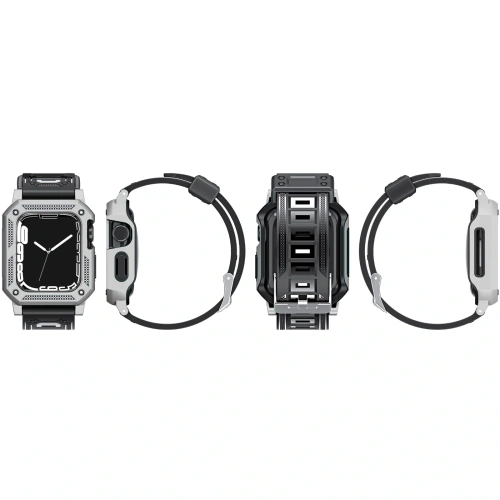 Kup Etui z paskiem Bizon Strap + Case Watch Armor do Apple Watch 40 / 41mm srebrne - BIZ296 - {ean13} - Sklep Home Screen