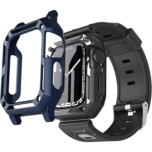 Kup Etui z paskiem Bizon Strap + Case Watch Armor do Apple Watch 40 / 41mm granatowe - BIZ297 - {ean13} - Sklep Home Screen