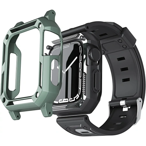 Kup Etui z paskiem Bizon Strap + Case Watch Armor do Apple Watch 40 / 41mm zielone - BIZ298 - {ean13} - Sklep Home Screen