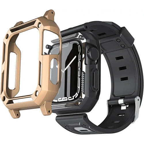 Kup Etui z paskiem Bizon Strap + Case Watch Armor do Apple Watch 40 / 41mm złote - BIZ299 - {ean13} - Sklep Home Screen