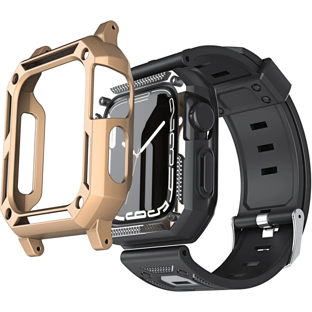 Etui z paskiem Bizon Strap + Case Watch Armor do Apple Watch 40 / 41mm złote