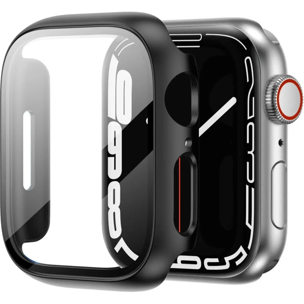 Etui ze szkłem Bizon Case Case + Glass Set Apple Watch 8/7 45mm czarne
