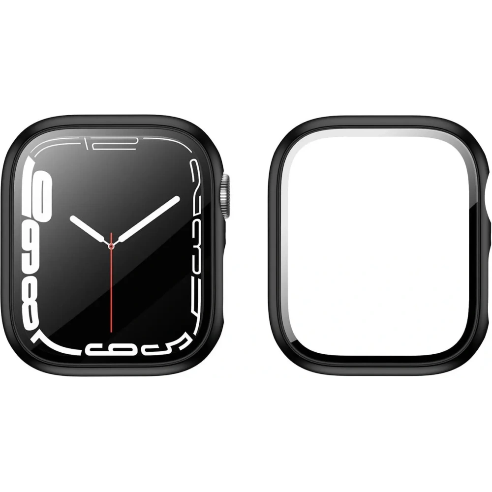Etui ze szkłem Bizon Case Case + Glass Set Apple Watch 8/7 45mm czarne