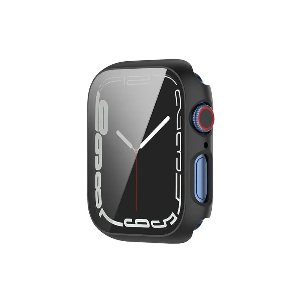 Etui ze szkłem Bizon Case Case + Glass Set Apple Watch 8/7 45mm czarne