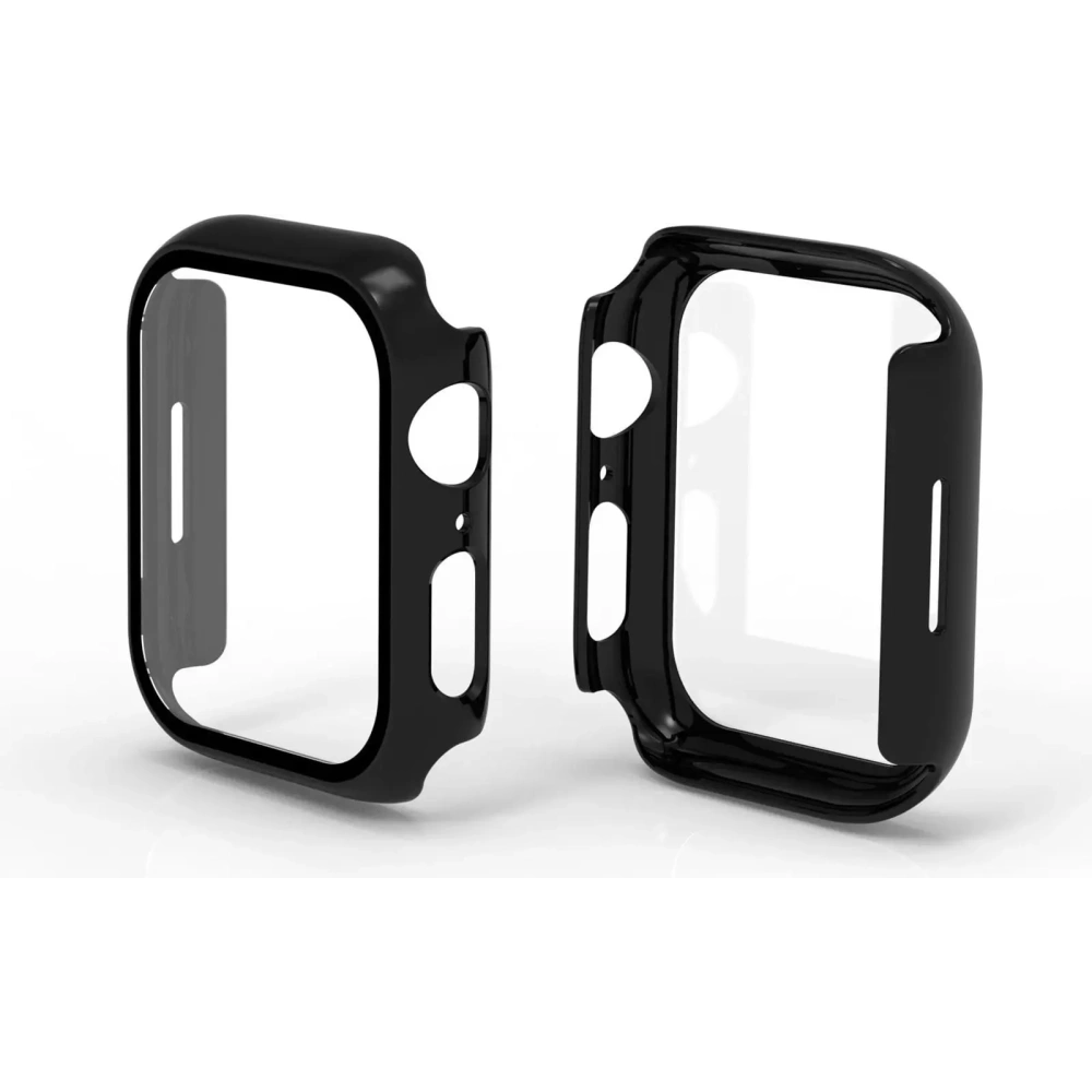 Etui ze szkłem Bizon Case Case + Glass Set Apple Watch 8/7 45mm czarne