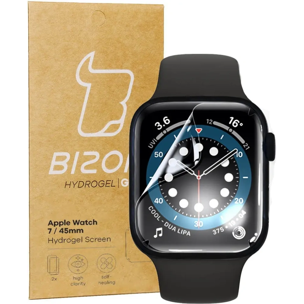Folia hydrożelowa na ekran Bizon Glass Hydrogel Apple Watch 8/7 45mm [2 PACK]