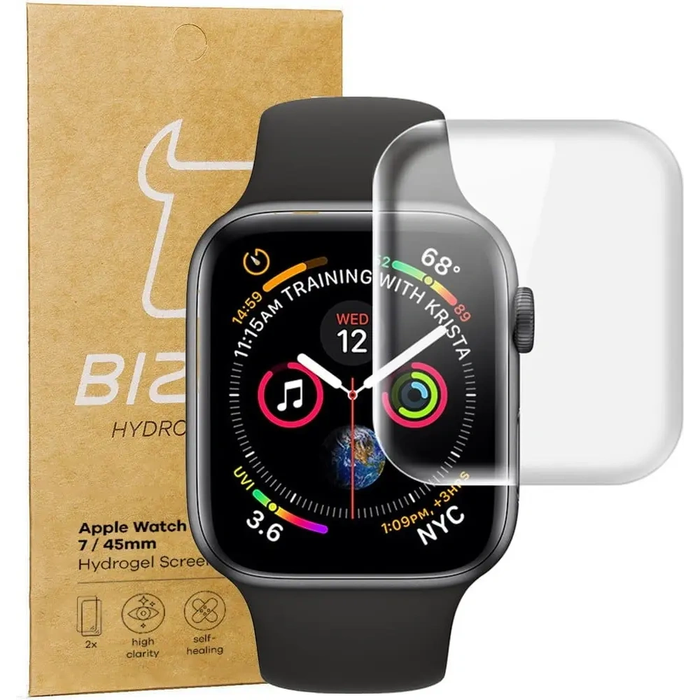 Folia hydrożelowa na ekran Bizon Glass Hydrogel v2 Apple Watch 8/7 45mm [2 PACK]
