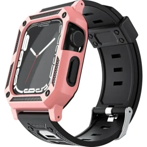 Kup Etui z paskiem Bizon Strap + Case Watch Armor do Apple Watch 44 / 45mm jasnoróżowe - BIZ303 - {ean13} - Sklep Home Screen
