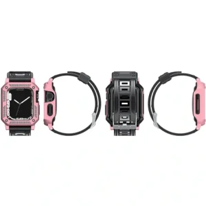 Kup Etui z paskiem Bizon Strap + Case Watch Armor do Apple Watch 44 / 45mm jasnoróżowe - BIZ303 - {ean13} - Sklep Home Screen