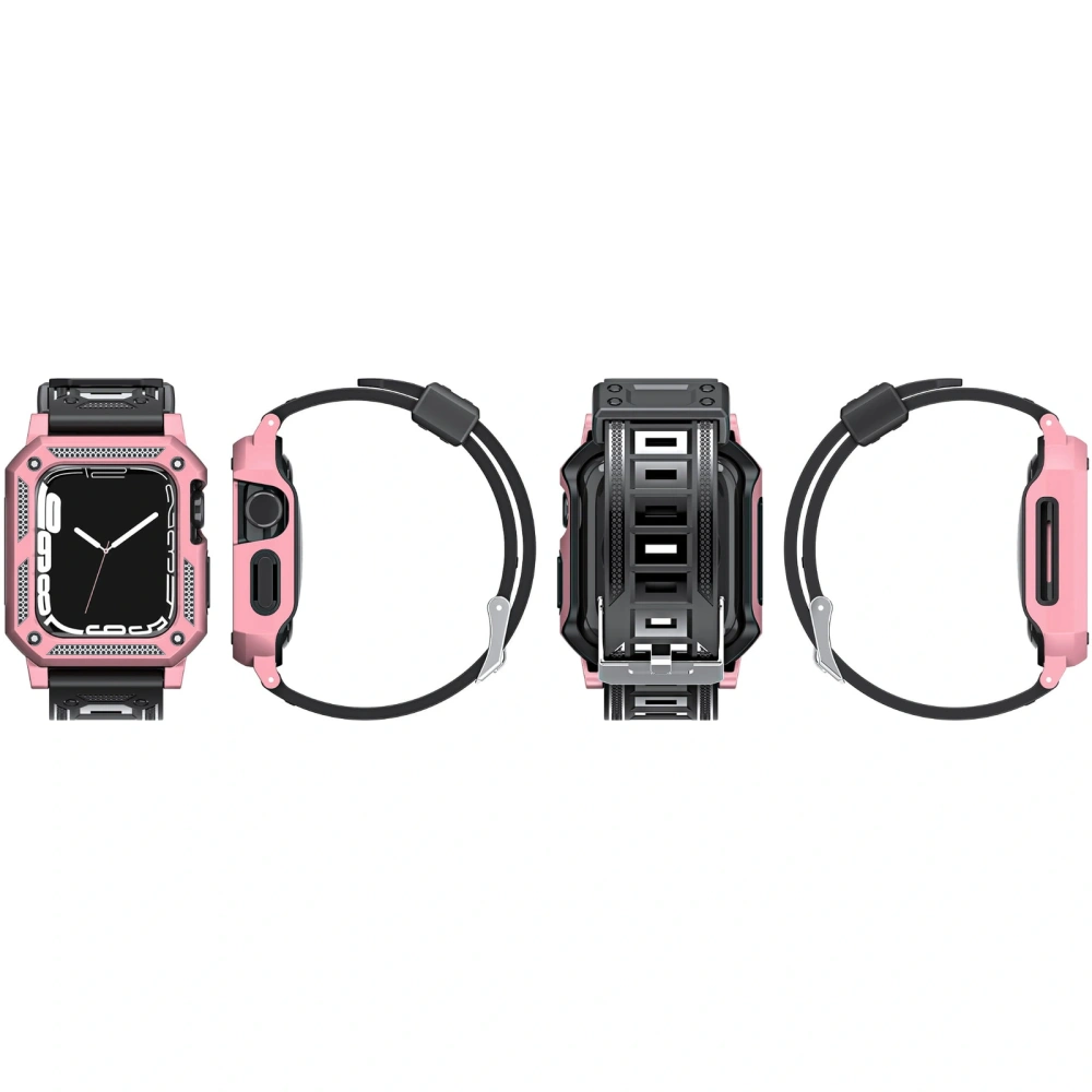 Etui z paskiem Bizon Strap + Case Watch Armor do Apple Watch 44 / 45mm jasnoróżowe