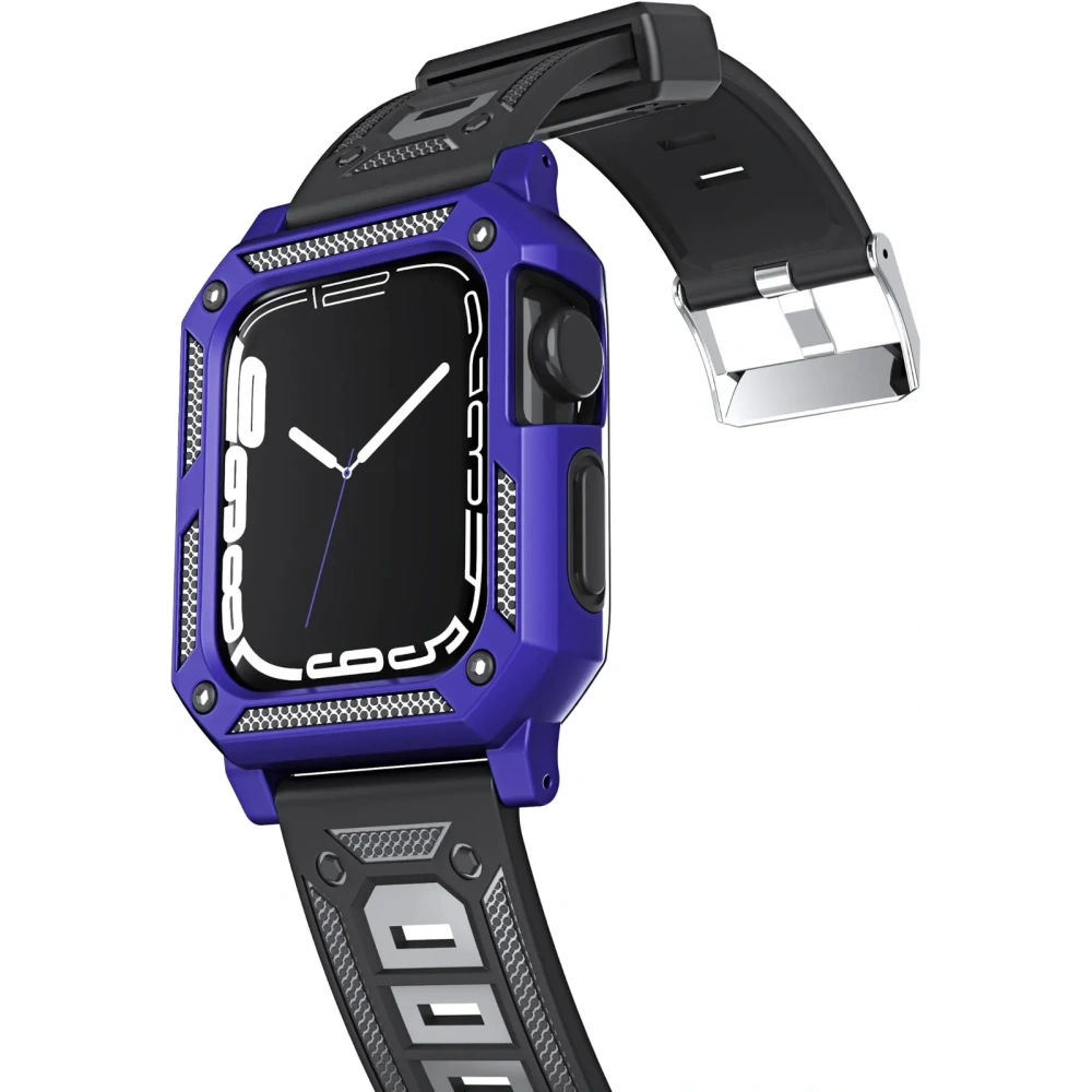 Etui z paskiem Bizon Strap + Case Watch Armor do Apple Watch 44 / 45mm fioletowe