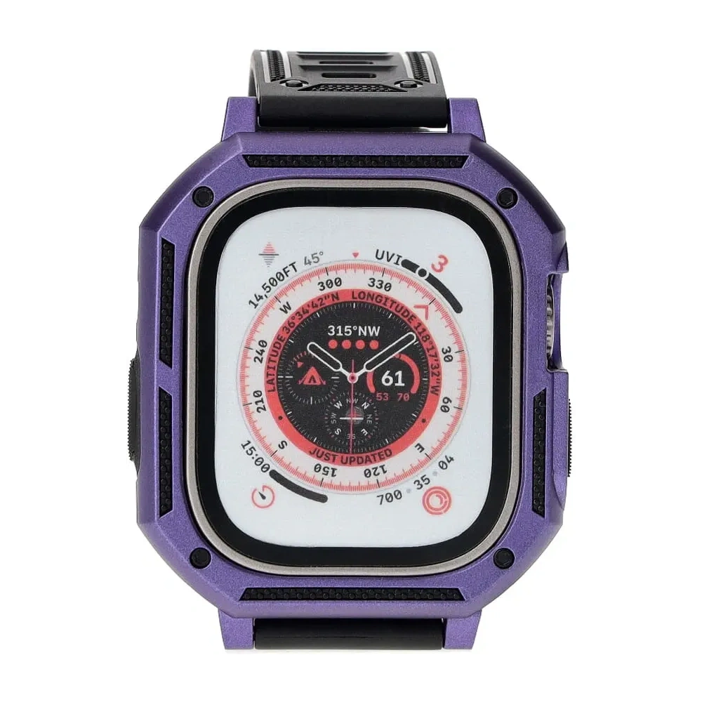 Etui z paskiem Bizon Strap + Case Watch Armor do Apple Watch Ultra 49mm fioletowe