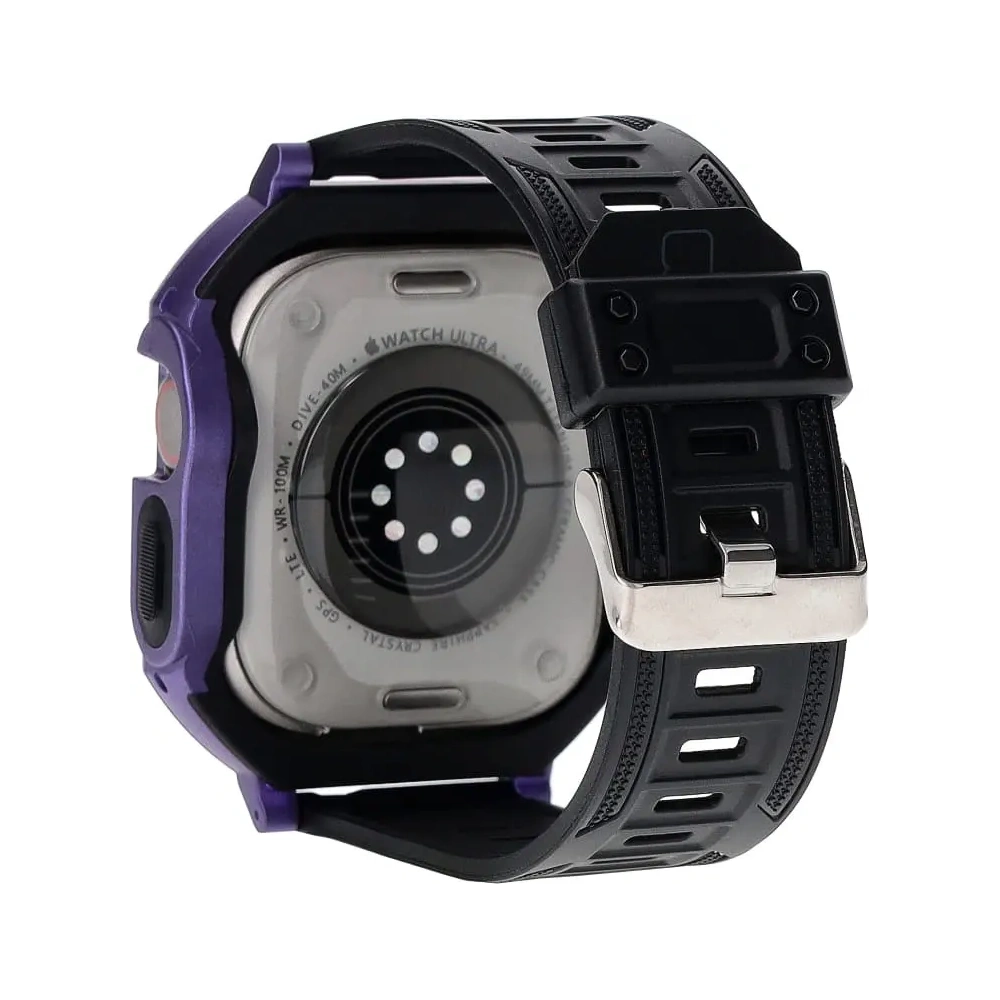 Etui z paskiem Bizon Strap + Case Watch Armor do Apple Watch Ultra 49mm fioletowe