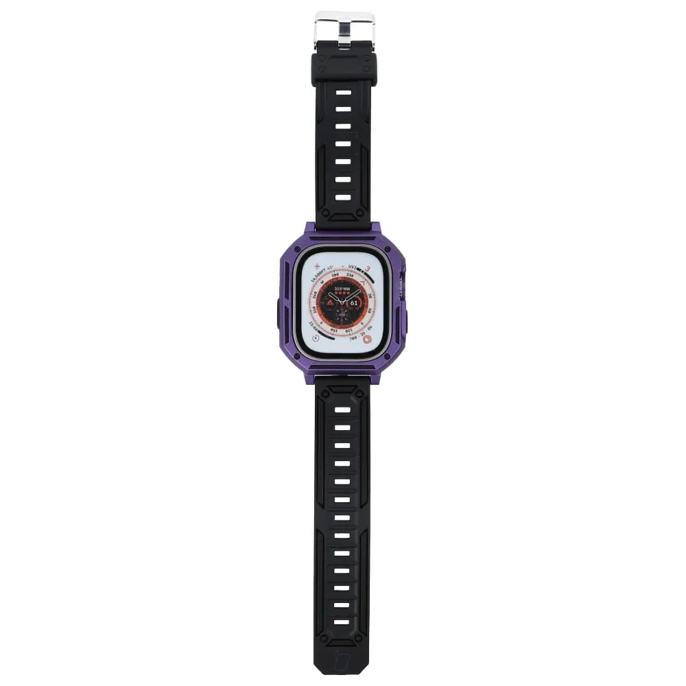 Etui z paskiem Bizon Strap + Case Watch Armor do Apple Watch Ultra 49mm fioletowe