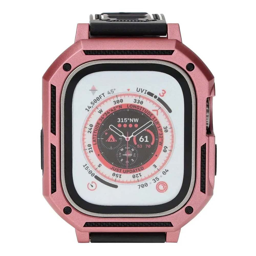 Etui z paskiem Bizon Strap + Case Watch Armor do Apple Watch Ultra 49mm jasnoróżowe