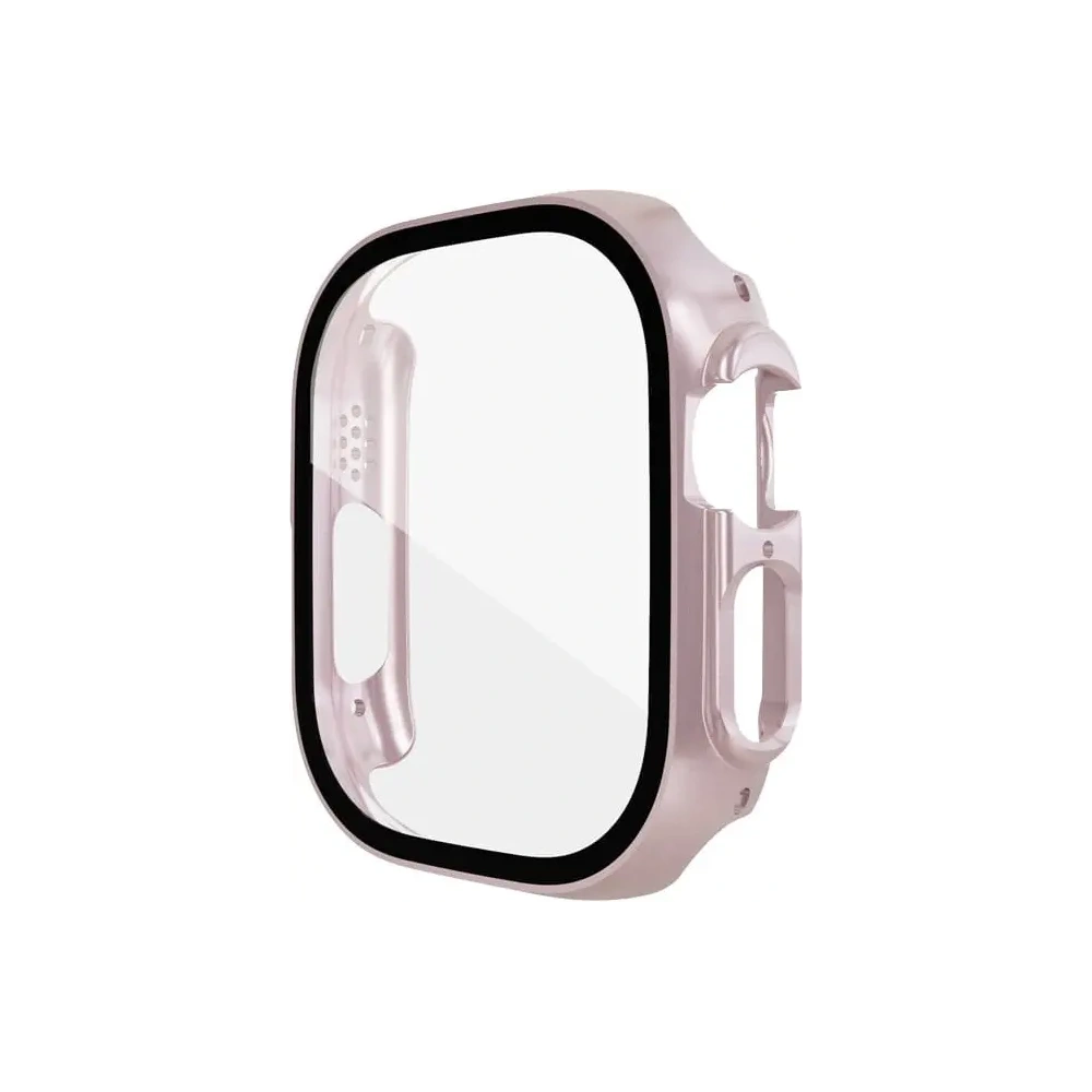 Etui Bizon Case+Glass do Apple Watch Ultra 49mm różowe