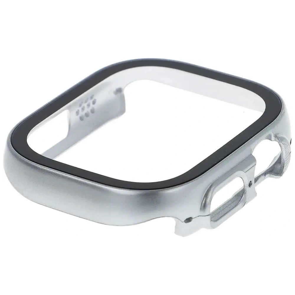 Etui Bizon Case+Glass do Apple Watch Ultra 49mm srebrne
