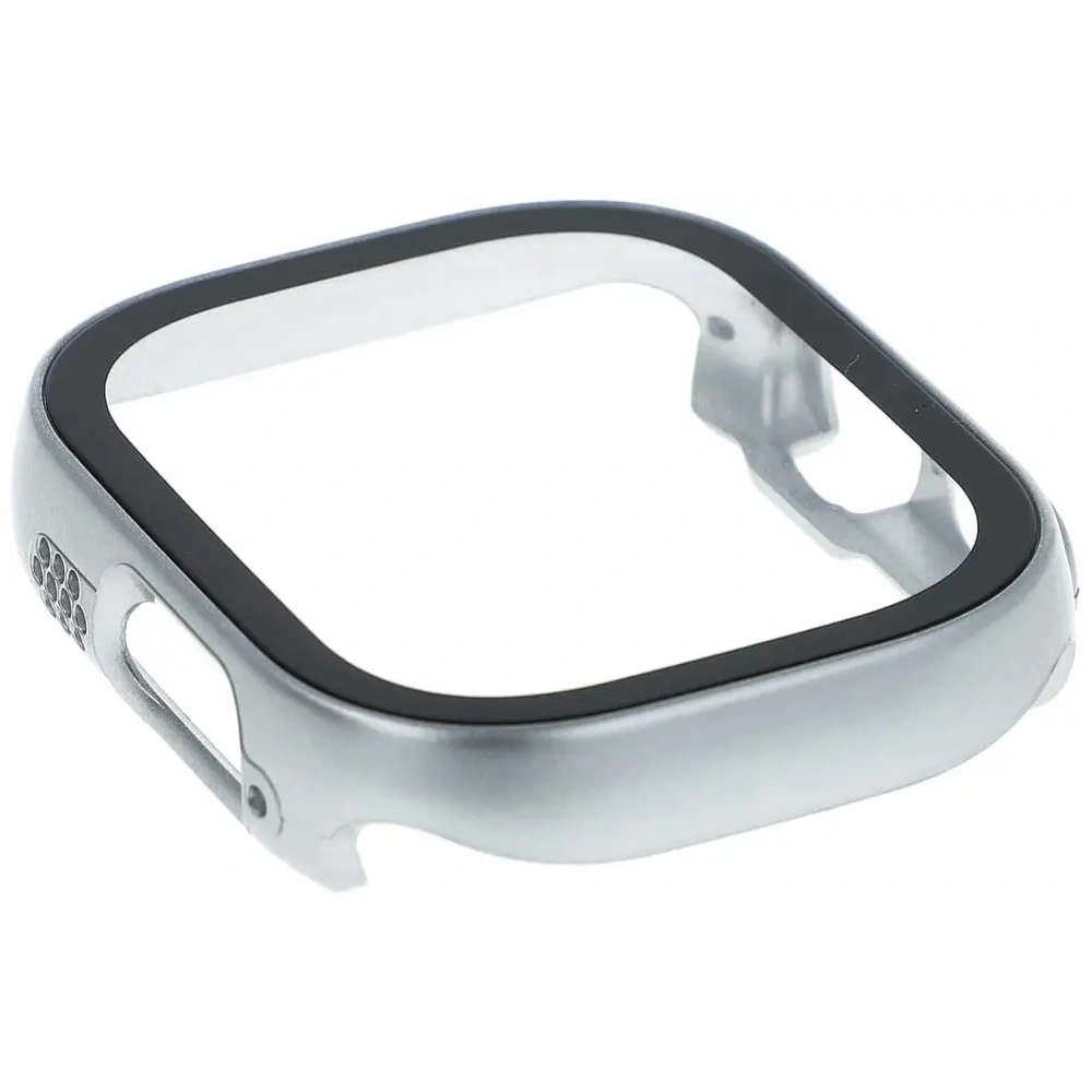 Etui Bizon Case+Glass do Apple Watch Ultra 49mm srebrne