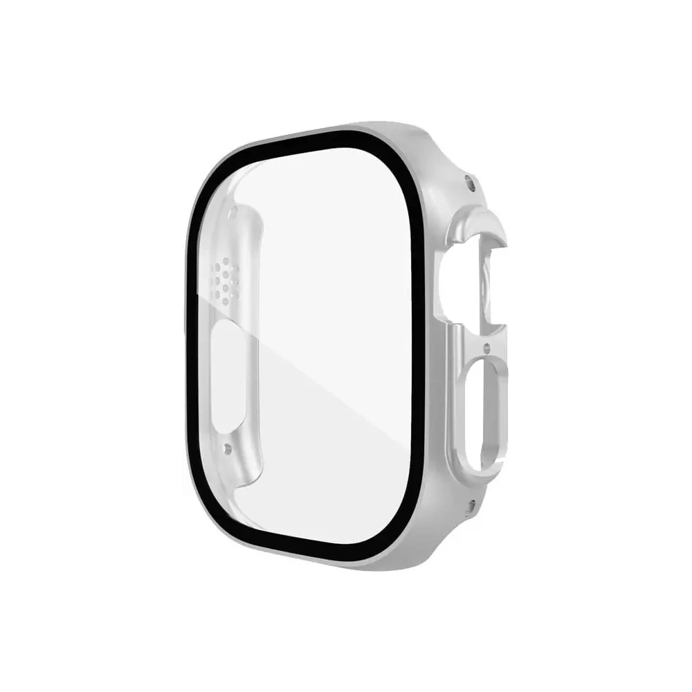 Etui Bizon Case+Glass do Apple Watch Ultra 49mm srebrne