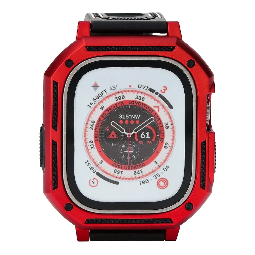 Etui z paskiem Bizon Strap + Case Watch Armor do Apple Watch Ultra 49mm czerwone