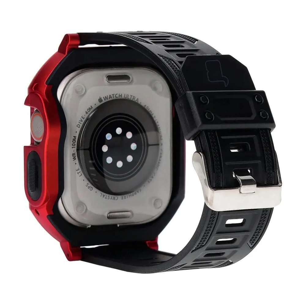 Etui z paskiem Bizon Strap + Case Watch Armor do Apple Watch Ultra 49mm czerwone