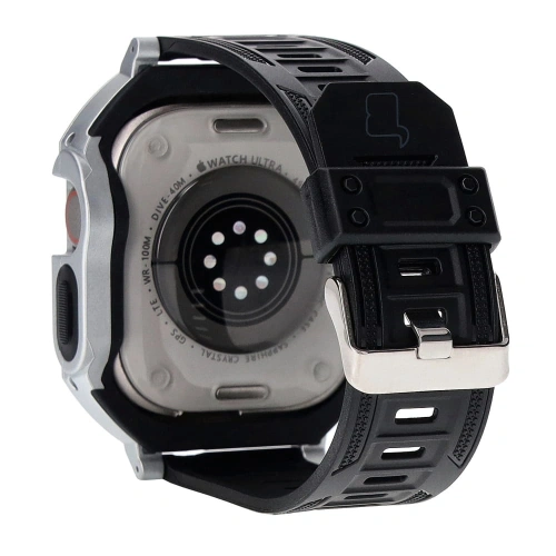 Kup Etui z páskem Bizon Strap + Case Watch Armor do Apple Watch Ultra 49mm stříbrné - BIZ314 - {ean13} - Sklep Home Screen