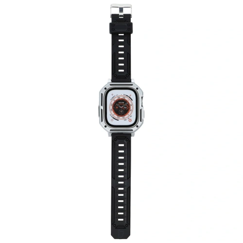 Kup Etui z paskiem Bizon Strap + Case Watch Armor do Apple Watch Ultra 49mm srebrne - BIZ314 - {ean13} - Sklep Home Screen