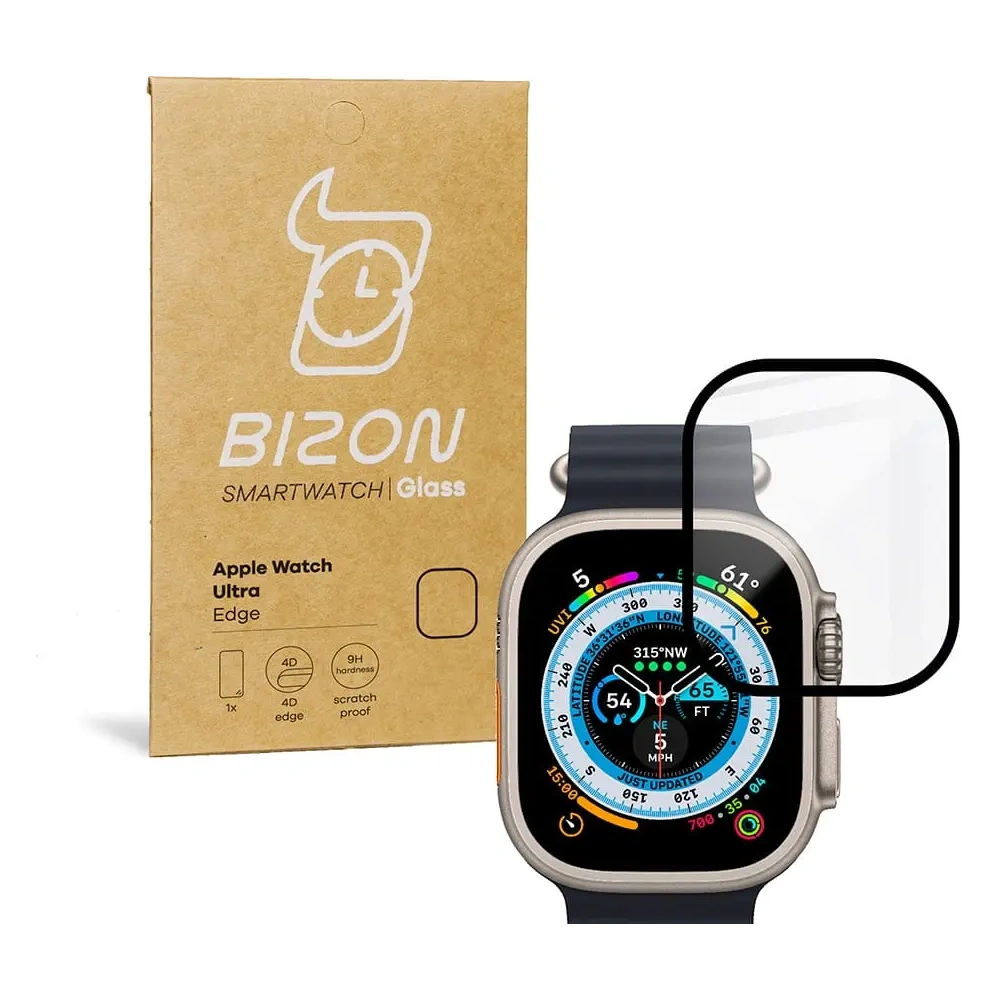 Szkło hartowane Bizon Glass Edge do Apple Watch Ultra 49mm czarne