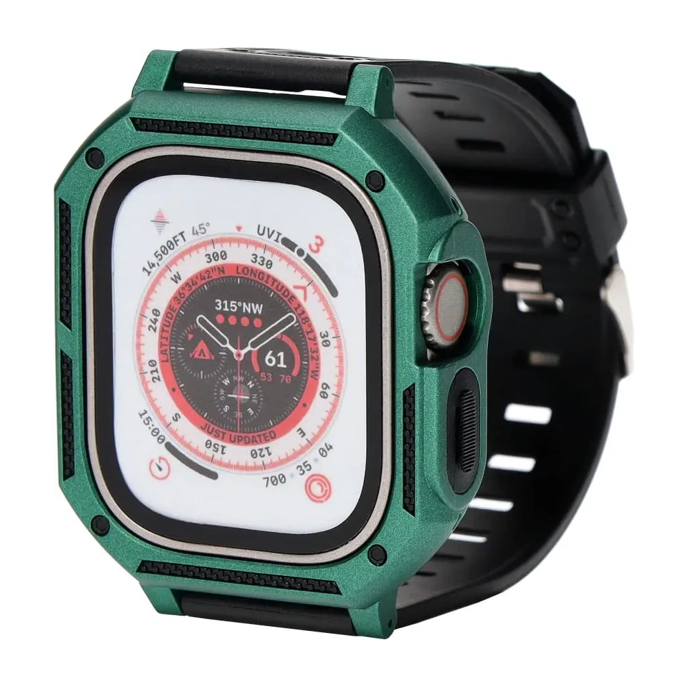 Etui z paskiem Bizon Strap + Case Watch Armor do Apple Watch Ultra 49mm zielone