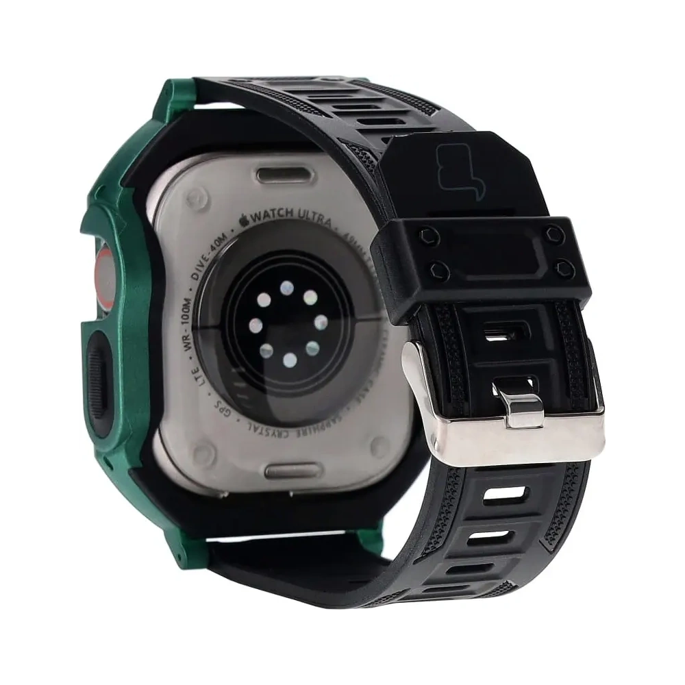 Etui z paskiem Bizon Strap + Case Watch Armor do Apple Watch Ultra 49mm zielone