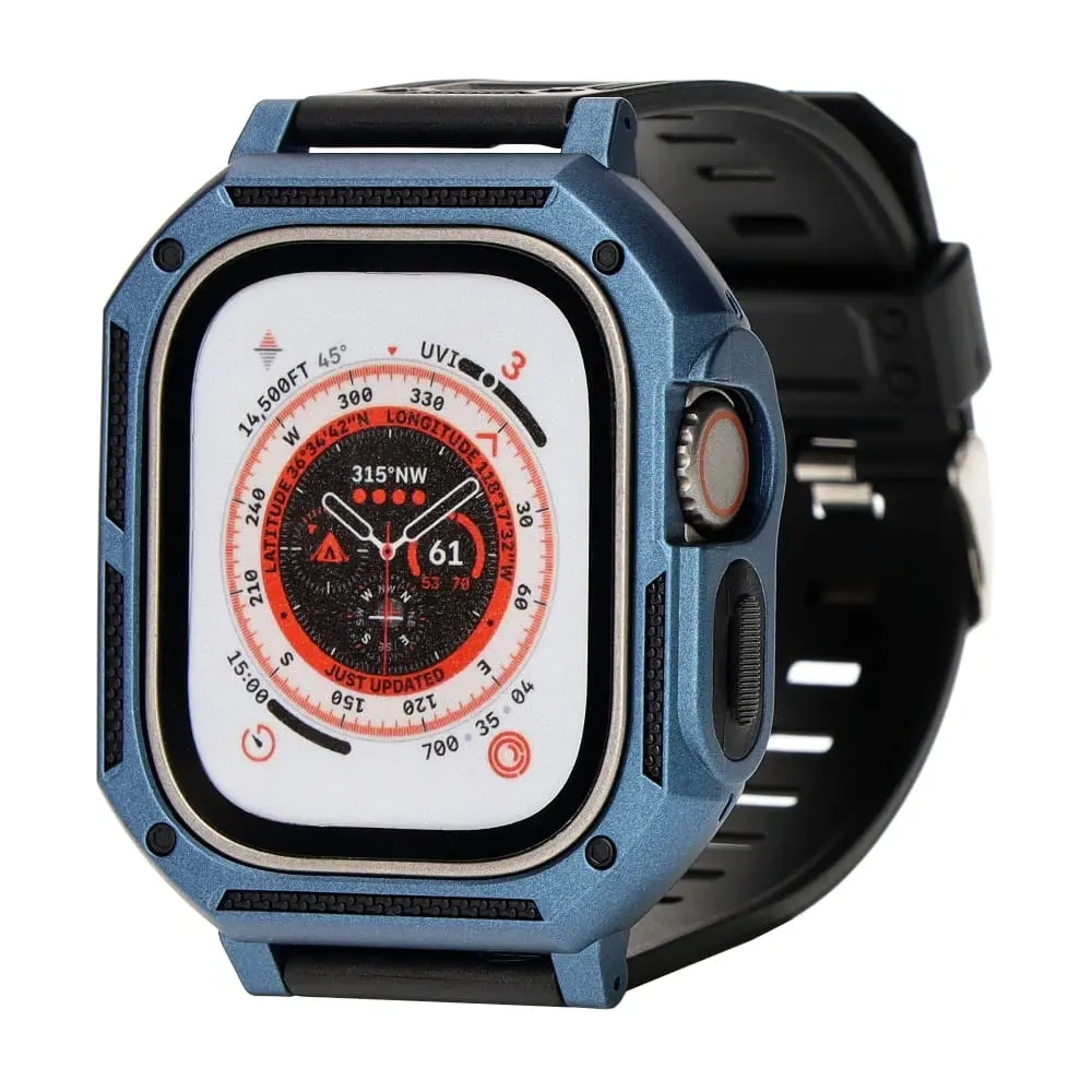 Etui z paskiem Bizon Strap + Case Watch Armor do Apple Watch Ultra 49mm granatowe